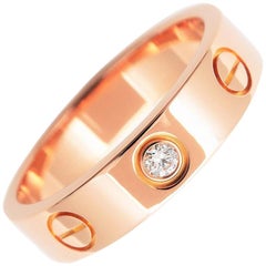 Cartier 18 Karat Pink Gold 3 Diamonds Love Ring