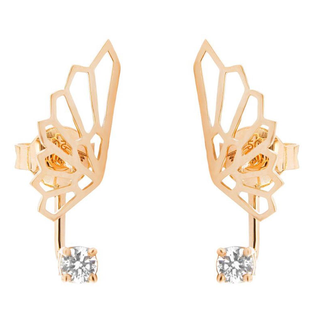 Alessa Ethereal Fairy Earrings 18 Karat Rose Gold Give Wings Collection For Sale
