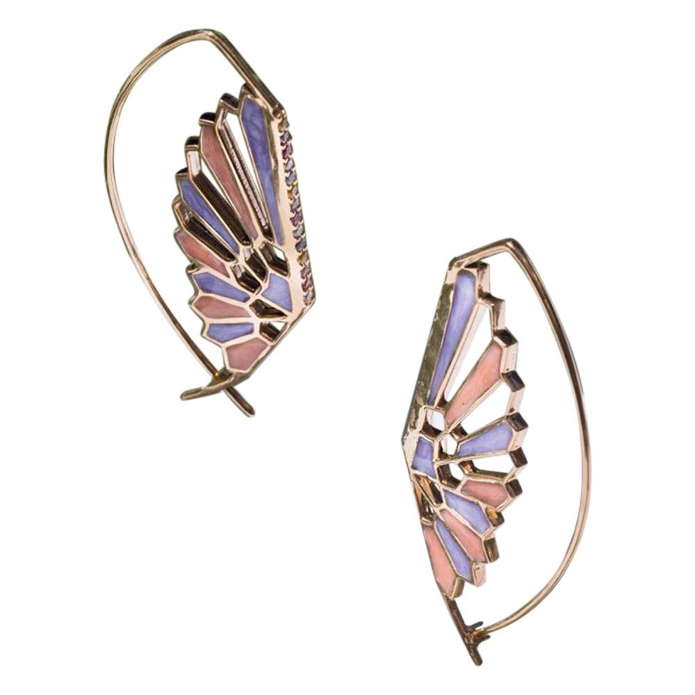 Alessa Cloduscape Fairy Earrings 18 Karat Rose Gold Give Wings Collection  For Sale