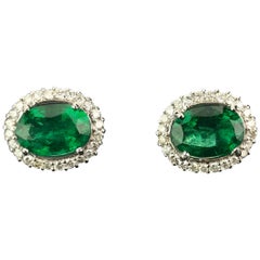 Coral and Emerald Studs in 18 Karat Yellow Gold For Sale at 1stDibs