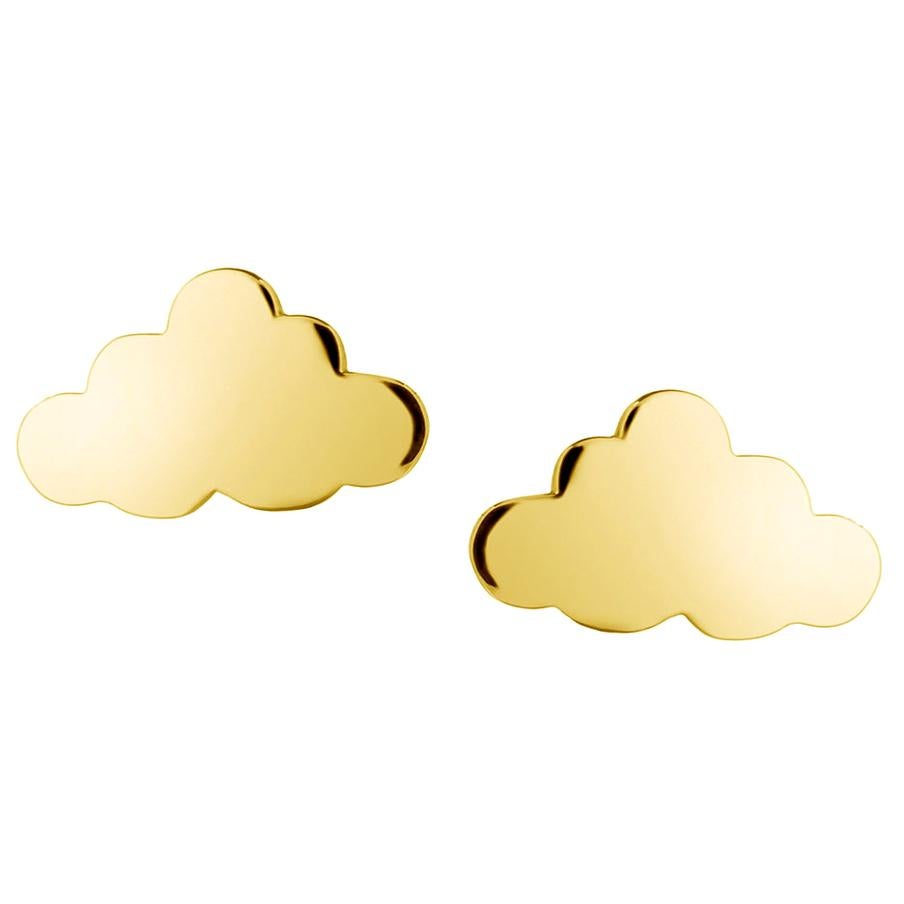 18 Carat Yellow Gold Vermeil Cloud Stud Earrings For Sale