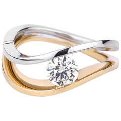 Natural White Diamond 18 Karat White Gold Round Shape Engagement Ring