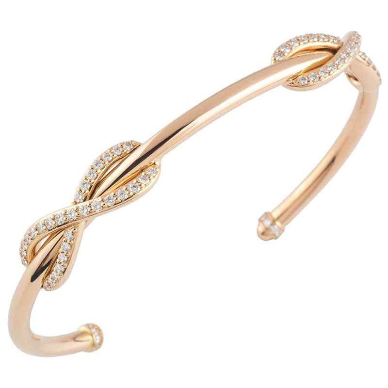 Tiffany and Co. Rose Gold Diamond Double Infinity Cuff Bangle at 1stDibs