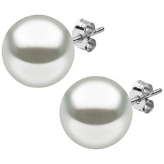 Yoko London 14mm South Sea Pearl Earring Studs Set in 18 Karat White Gold