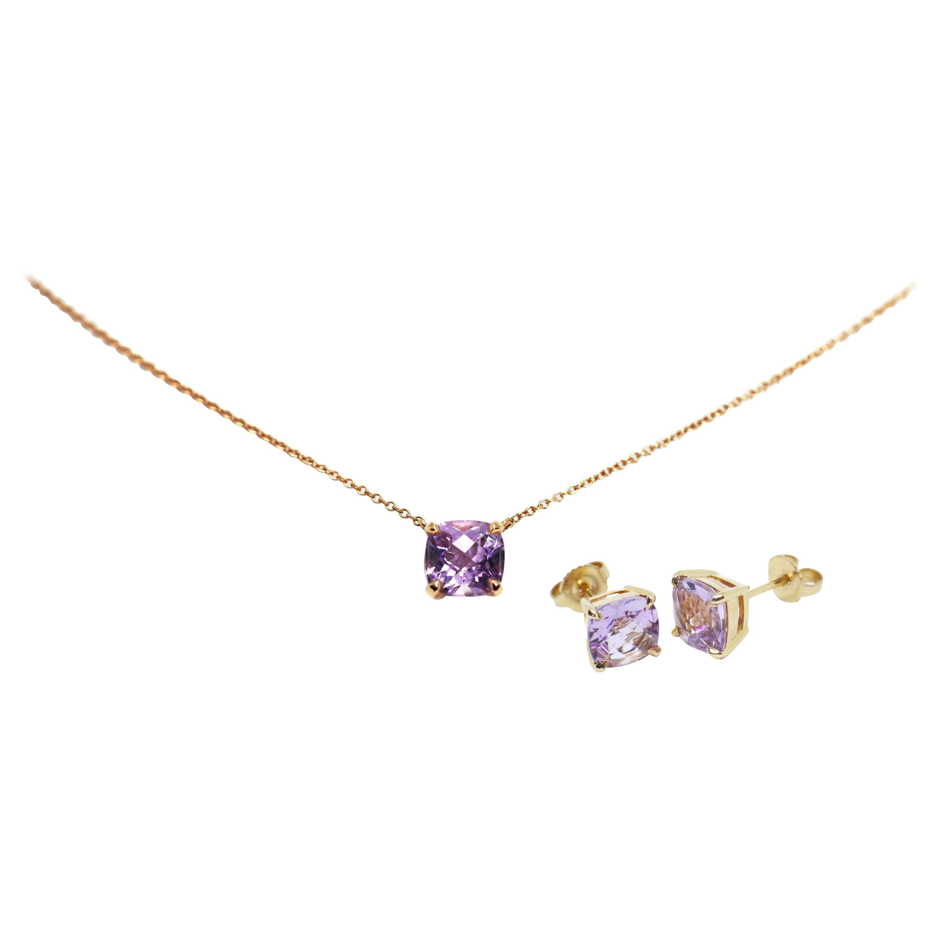 Tiffany & Co Amethyst Necklace and Earring Set in 18 Carat Rose Gold