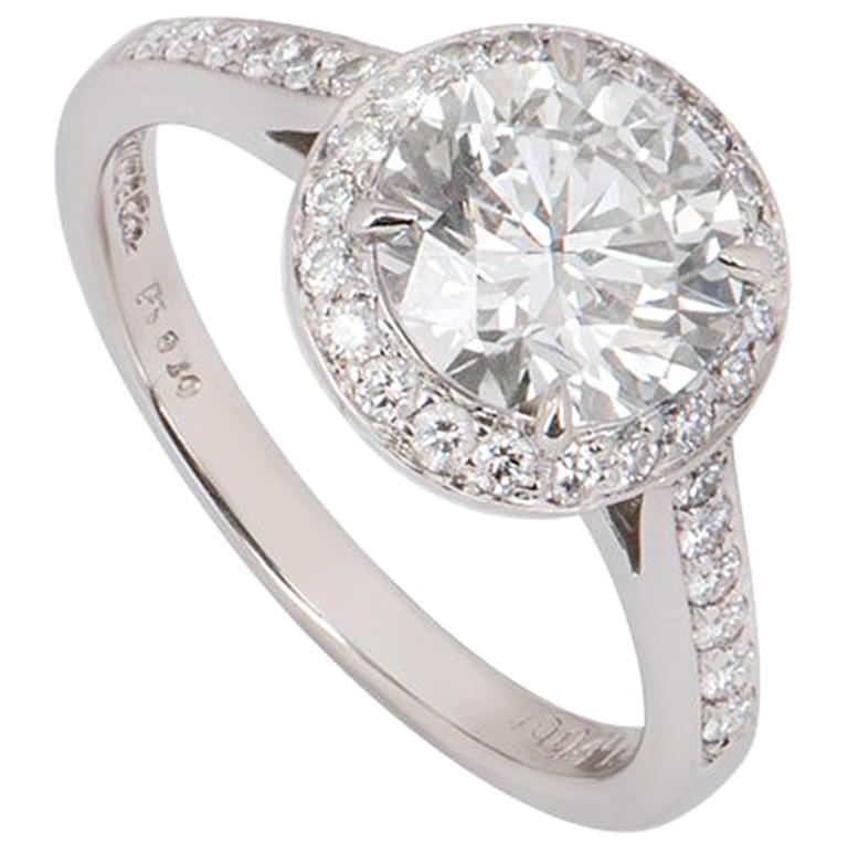Tiffany & Co. Platinum Diamond Halo Soleste Ring 1.43 Carat Solitaire