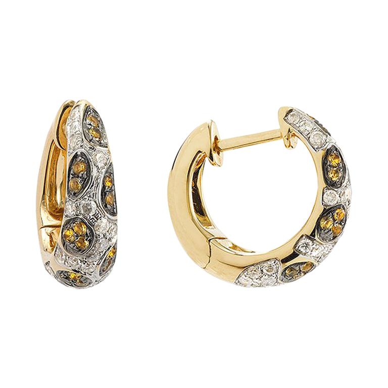 Yvonne Leon's Earring Hoop in 18 Karat Yellow Gold with Diamonds