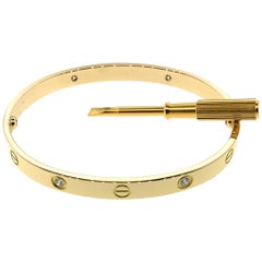 Cartier 18 Karat Yellow Gold 4 Diamond Love Bracelet