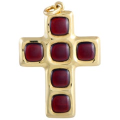 Pomellato Garnet Yellow Gold Cross Pendant