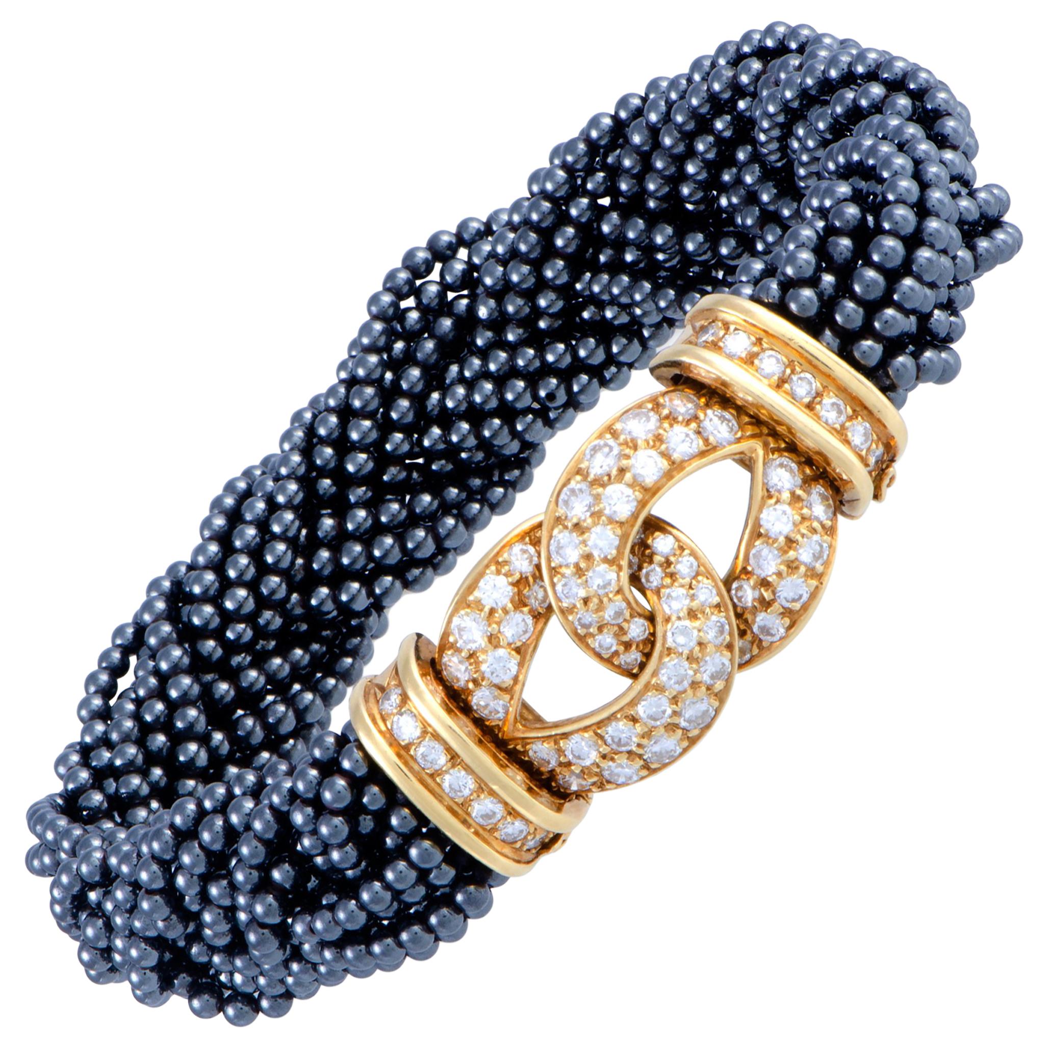 Van Cleef and Arpels Vintage Diamond and Black Pearl Yellow Gold ...