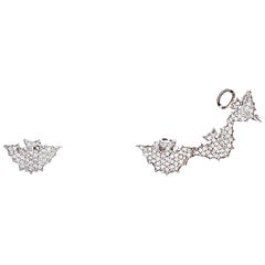 3 +1 Bat Gold Earrings with White Pavè Diamonds