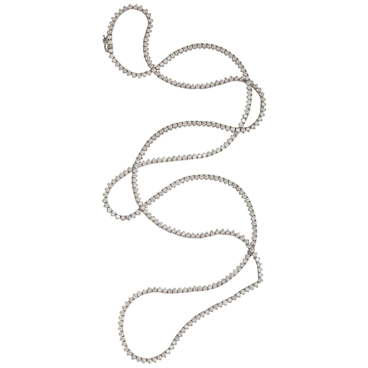 Diamond Straight Line Necklace 18 Carat F-G SI1-SI2