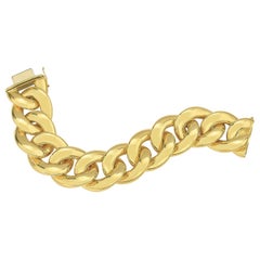 Italian 18 Karat Yellow Gold Hollow Curb Link Bracelet