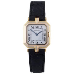 Retro Cartier Ceinture Women's 18k Tri-Gold Quartz Watch w/ Original Leather Band
