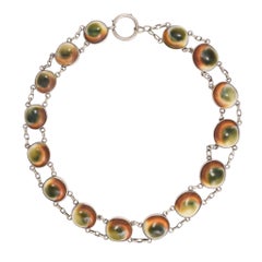 Antique Victorian Cat's Eye Operculum Riviere Neckalce