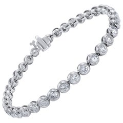 14 Karat White Gold Bezel Set Diamond Bracelet 5.50 Carat