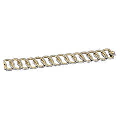 Buccellati White and Yellow Gold Braided Oval Loop Link Bracelet