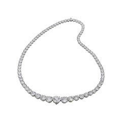9.03 Carat Total Diamond Riviera Necklace in 18 Karat White Gold