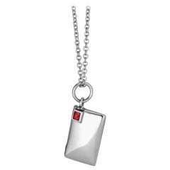 Art Deco Diamond, Ruby, and Platinum Love Letter Charm Pendant and Chain