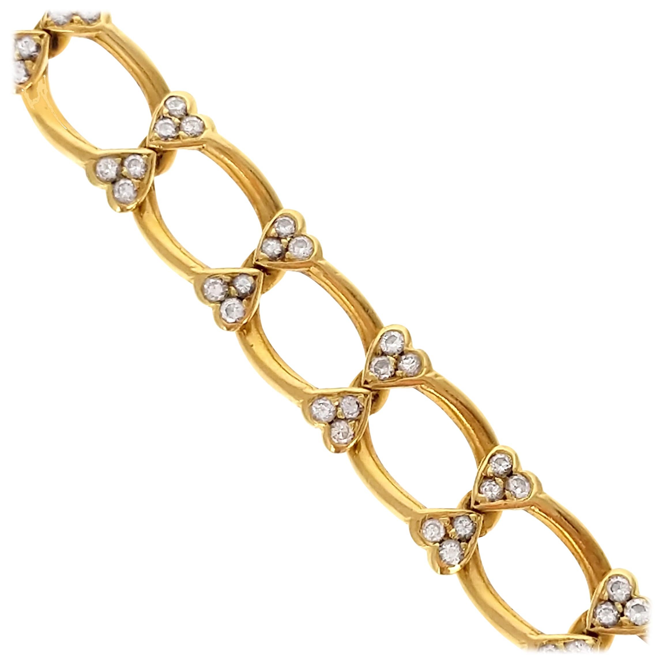 Van Cleef & Arpels 1970s Gold and Diamond Link Bracelet, French