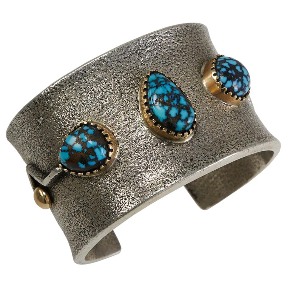 Edison Cummings Lander Turquoise Sterling Silver with Gold Cuff 2015