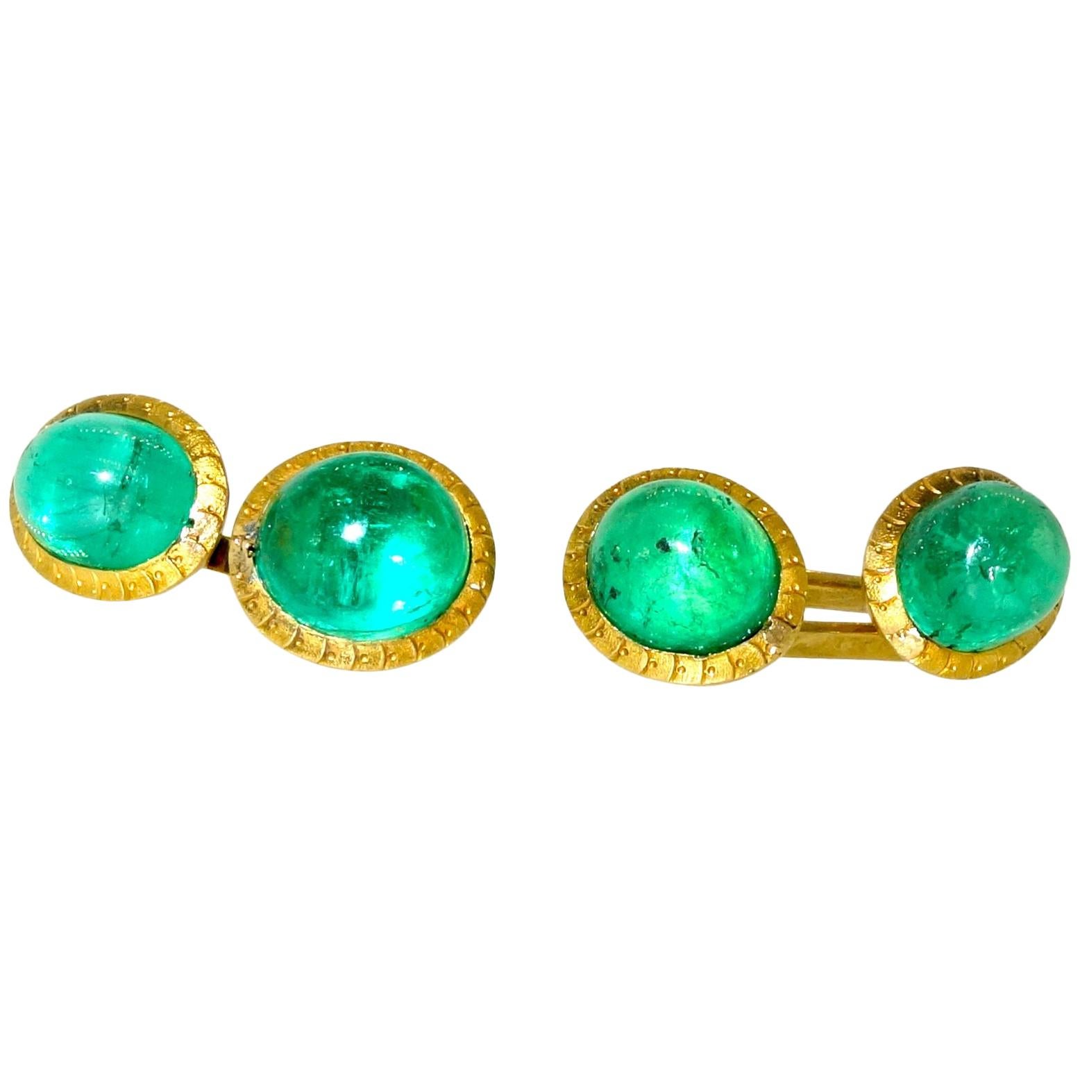 Emerald and Gold Cufflinks, circa 1890