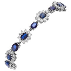 Sapphire and Diamond Cluster Bracelet in 18ct White Gold