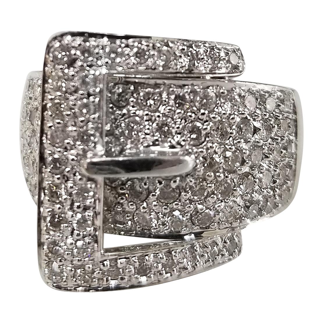 Diamond Pave' "Buckle" Ring in 14 Karat