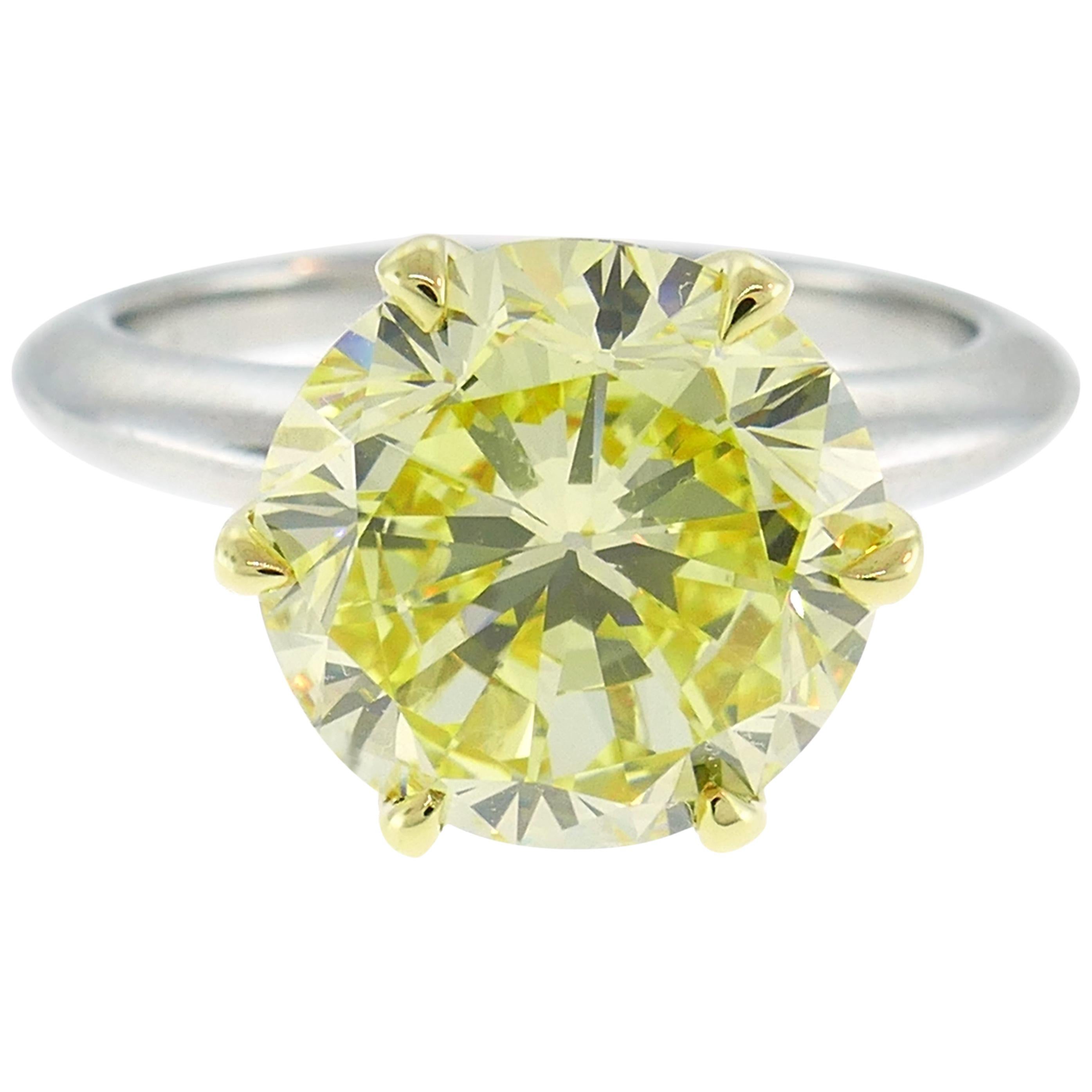 Tiffany & Co. Fancy Intense Yellow Diamond Platinum Ring 4.02-carat VVS1 GIA