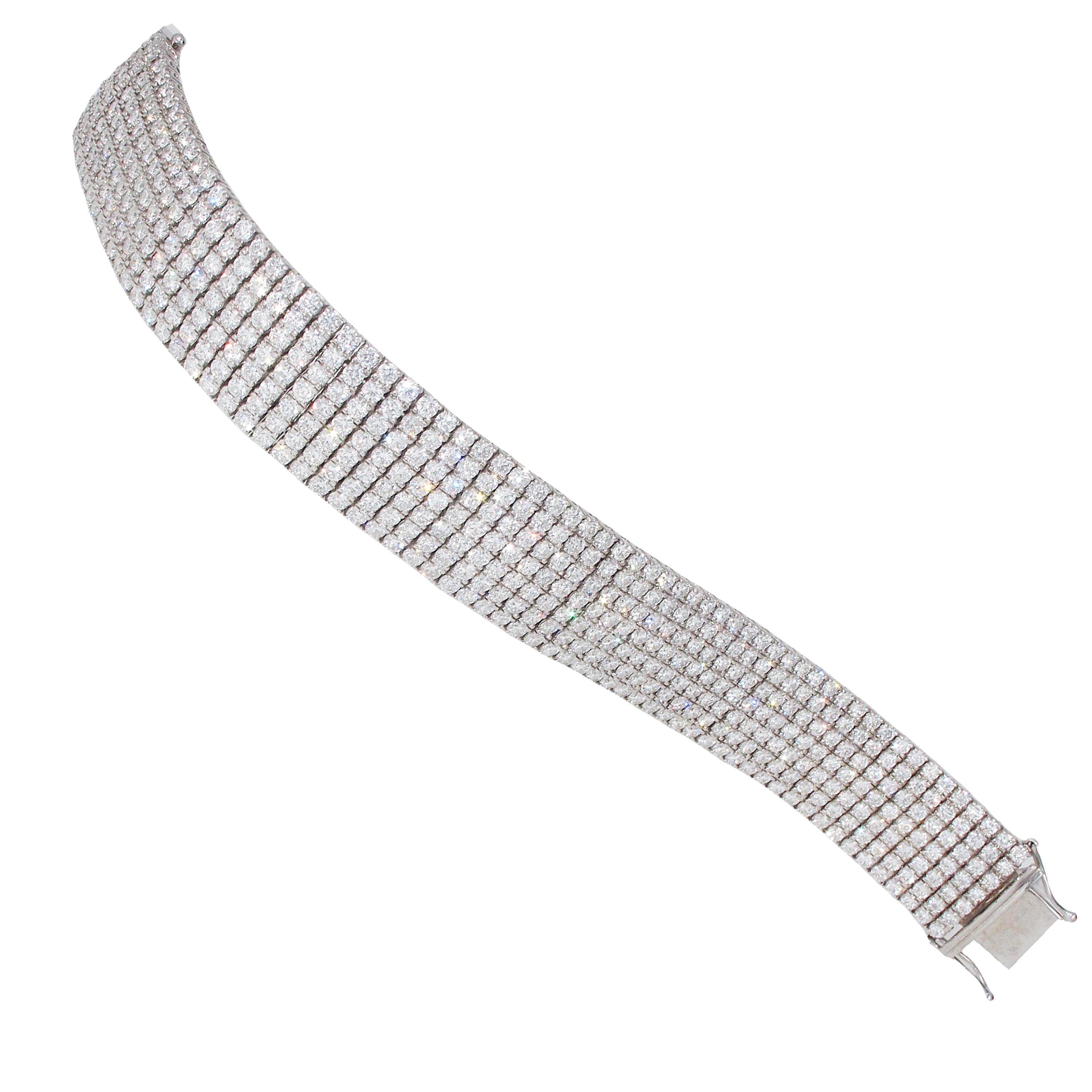 Over 23 Carat Diamond Bracelet. 18 Karat White Gold