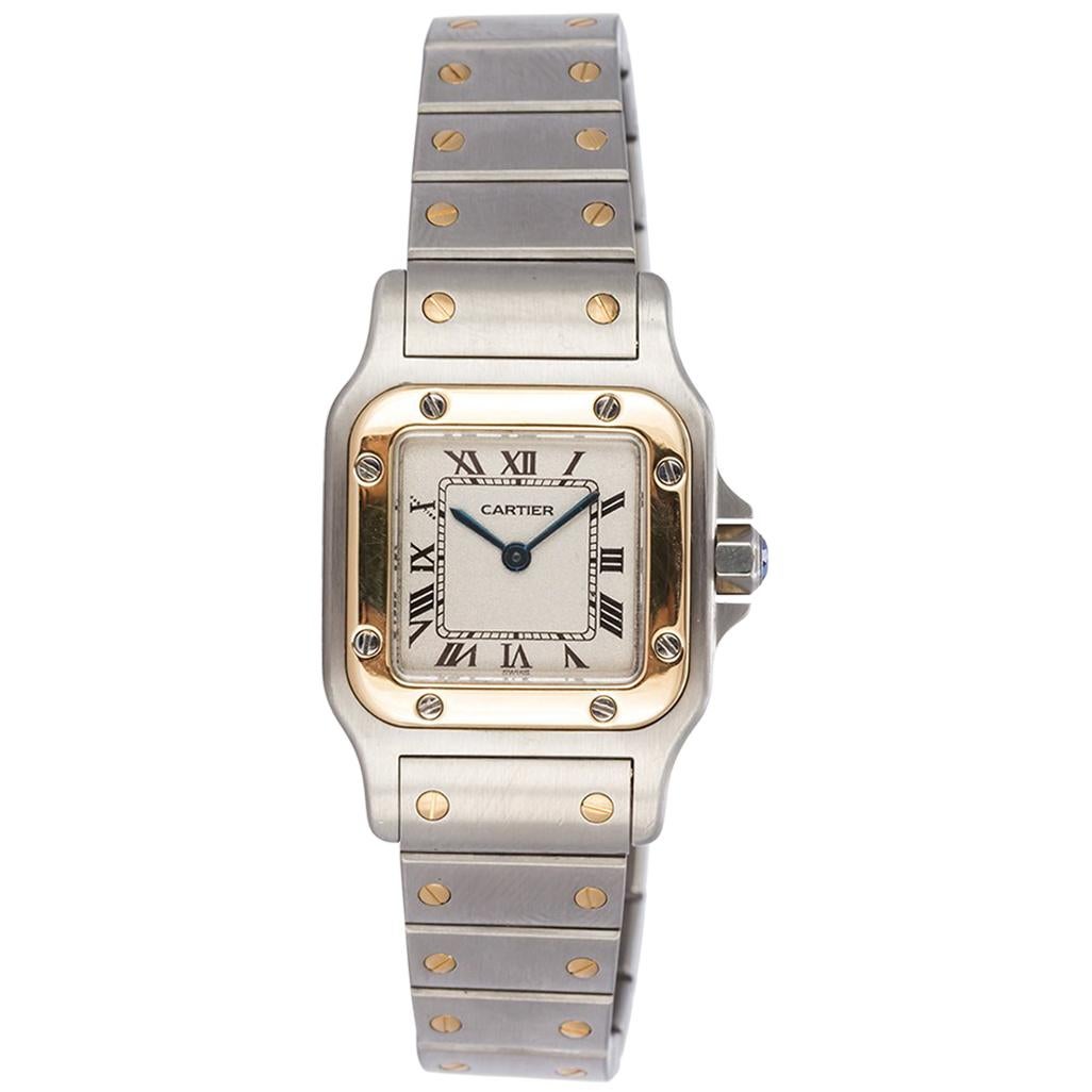 Cartier Ladies Two Tone 18K Gold & Steel Santos Galbee Watch 1567 W20012C4