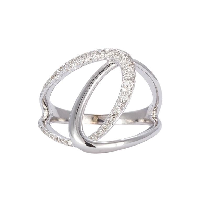 14 Karat White Gold and Diamond Ladies Fashion Ring