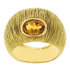 Yellow Gold 1.20 Carat Citrine 18 Karat Dome Band Ring