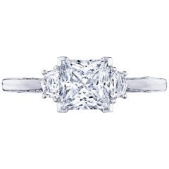 0.50 Carat Princess Cut GIA Diamond Three-Stone 18 Karat White Gold