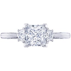 2.00 Carat Princess Cut GIA Diamond Three-Stone 18 Karat White Gold Ring