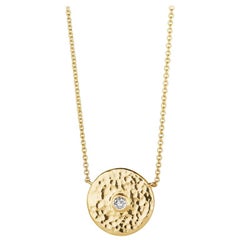 Rose Diamond and 18 Karat Gold Hammered Pendant Necklace