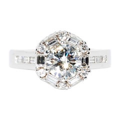 Destination Love Engagement Ring, 14 Karat White Gold, Diamond and Ruby