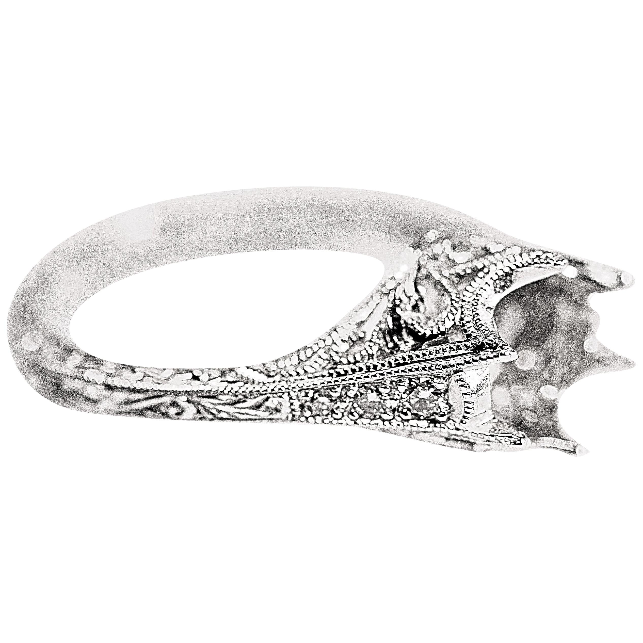 Engagement Ring with an Antique Filigree Design For Sale