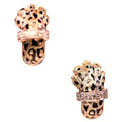 Earrings Diamond and Gold Cheetah Paw Design by Sal Praschnik