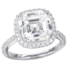 1 Carat Asscher Cut GIA Diamond Engagement Ring 950 Platinum Setting