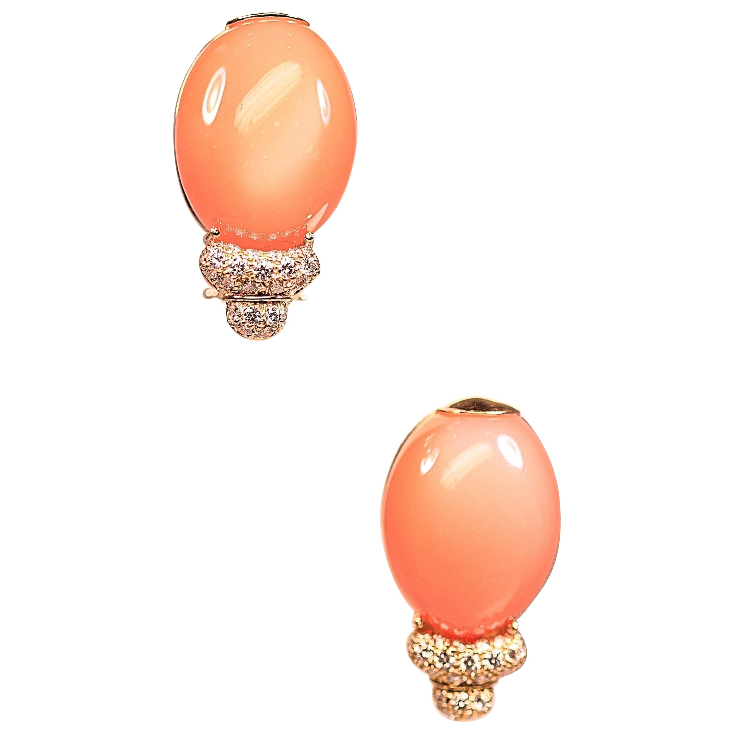Earrings Coral and Diamond by Henry Dunay For Sale
