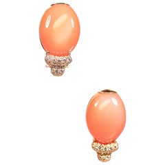 Earrings Coral and Diamond by Henry Dunay
