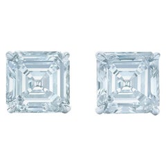 1 Carat Asscher Cut Diamond Stud Earrings 18 Karat White Gold