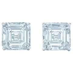 1.50 Carat Asscher Cut Diamond Stud Earrings 18 Karat White Gold