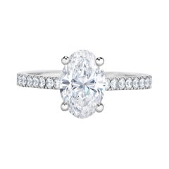 1.50 Oval Cut Diamond GIA Certified Engagement Anniversary 950 Platinum