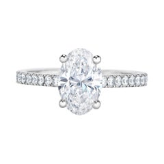 3 Oval Cut Diamond GIA Certified Engagement Anniversary 950 Platinum