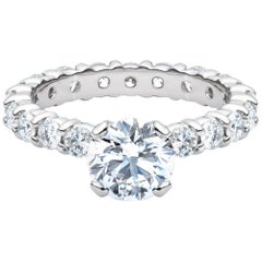 1.50 Round Cut Diamond GIA Certified Engagement Eternity Band 950 Platinum