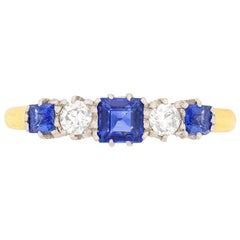 Edwardian Sapphire and Diamond Five-Stone Ring, circa 1910