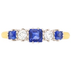 Antique Edwardian Sapphire and Diamond Five-Stone Ring, circa 1910