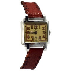 Original Art Deco Gents Wrist Watch by Lov/ Never Worn, circa 1930